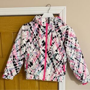 Spyder Ski Jacket sz 10, Pink, Purple, Teal, Grey and Black Pattern, Like-New